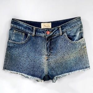 Maria Filo Vintage Y2K Women's Studded Distressed Denim Shorts Size 40 Medium  M